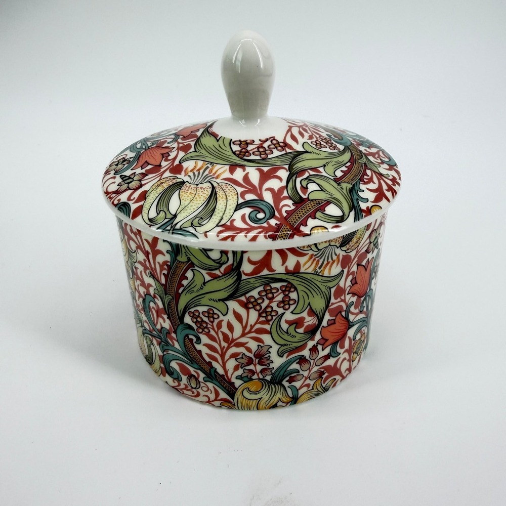 Spode Morris & Co. Golden Lily Covered Sugar Bowl 10oz New in Box Dishwasher